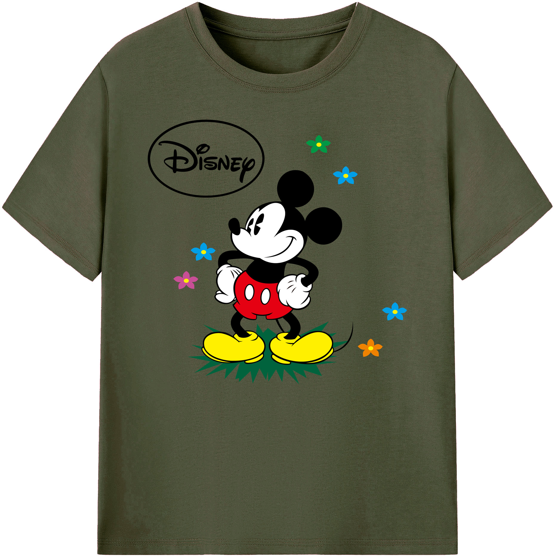 ミッキーマウス Mickey Mouse 綿100％ メンズ半袖Tシャツ｜肌触りやわらか＆通気性